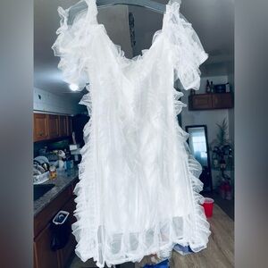 Sheer White Dress with Belt